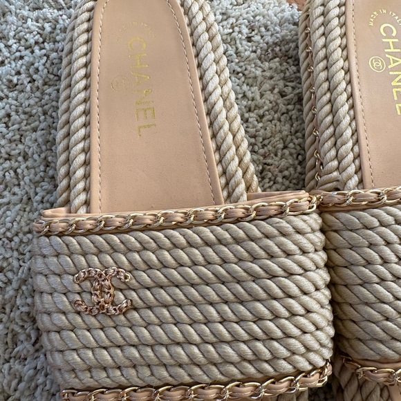 Tan Rope Slide Sandals - Picture 2 of 4